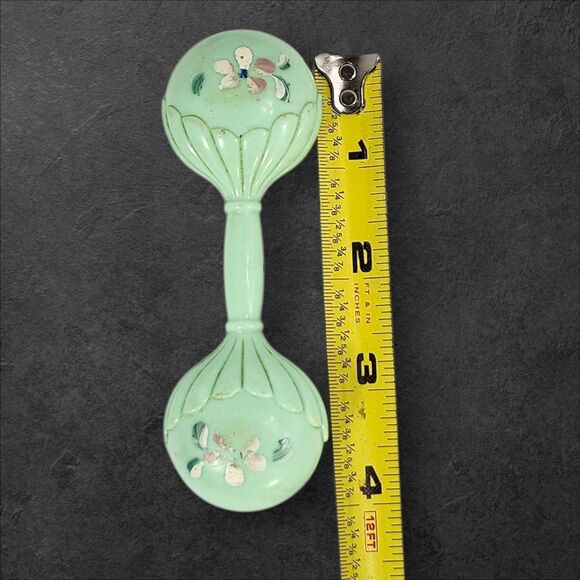 Vintage 1950s Baby Rattles Lot of 3 Plakie Plastic Nursery Toys Pastel Faces - Picture 7 of 10